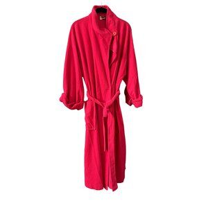 Vanity Fair Womens Red Dacron Polyester Long Robe With Belt & Pockets Size L Mad